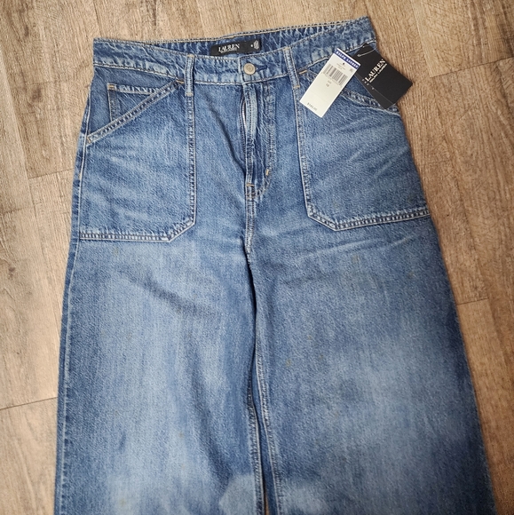NWT Lauren Ralph Lauren Bleached Wide Leg Jeans Women’s Size 10 - Picture 4 of 16